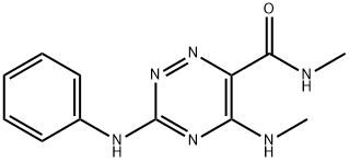 1,2,4-Triazine-6-carboxamide, N-methyl-5-(methylamino)-3-(phenylamino) - Struktur