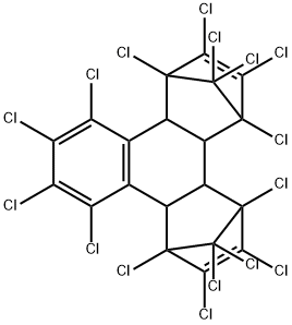 1,2,3,4,5,6,7,8,9,10,11,12,13,13,14,14-hexadecachloro-1,4,4a,4b,5,8,8a,12b-octahydro-1,4:5,8-dimethanotriphenylene Struktur