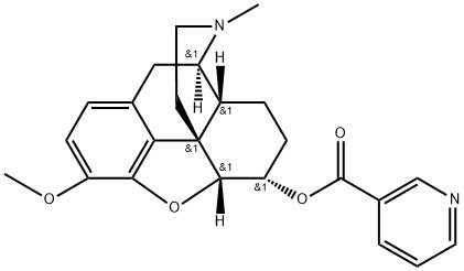 4,5α-エポキシ-3-メトキシ-17-メチルモルフィナン-6α-オール3-ピリジンカルボキシラート 化学構造式