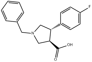 (3R,4S)-1-苄基-4-(4-氟苯基)吡咯烷-3-羧酸,80909-49-5,结构式