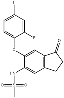 6-(2,4-ジフルオロフェノキシ)-5-(メチルスルホニルアミノ)インダン-1-オン 化学構造式