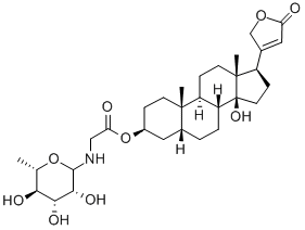 Glycine, N-(6-deoxy-L-mannosyl)-, 3-ester with 3-beta,14-dihydroxy-5-b eta-card-20(22)-enolide 化学構造式