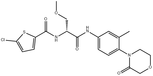 2-Thiophenecarboxamide, 5-chloro-N-[(1R)-1-(methoxymethyl)-2-[[3-methyl-4-(3-oxo-4-morpholinyl)phenyl]amino]-2-oxoethyl]- 化学構造式