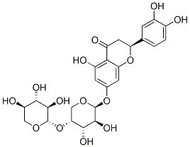 4H-1-Benzopyran-4-one, 2-(3,4-dihydroxyphenyl)-2,3-dihydro-5-hydroxy-7 -((4-O-beta-D-xylopyranosyl-beta-D-arabinopyranosyl)oxy)-, (S)- Structure