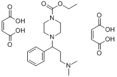 1-(3-Dimethylamino-1-phenylpropyl)-4-(ethoxycarbonyl)piperazine bis(hy drogen maleate) 化学構造式