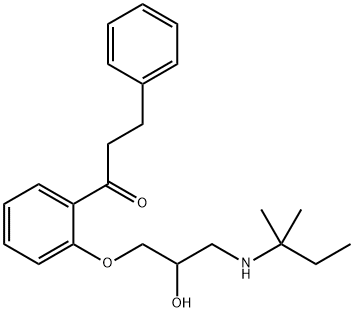rac-ω-フェニル-2'-[(R*)-2-ヒドロキシ-3-[(1,1-ジメチルプロピル)アミノ]プロポキシ]プロピオフェノン 化学構造式