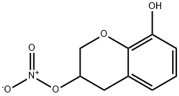 3,4-ジヒドロ-2H-1-ベンゾピラン-3,8-ジオール3-ニトラート 化学構造式