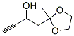 1,3-Dioxolane-2-ethanol,  -alpha--ethynyl-2-methyl- Struktur