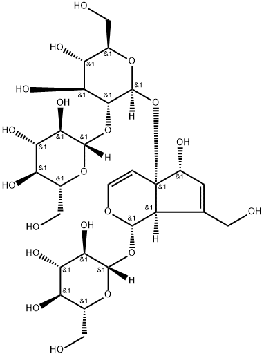 [(1S,7aα)-1α-(β-D-Glucopyranosyloxy)-5,7a-dihydro-5α-hydroxy-7-(hydroxymethyl)cyclopenta[c]pyran-4aα(1H)-yl]2-O-β-D-glucopyranosyl-β-D-glucopyranoside Struktur