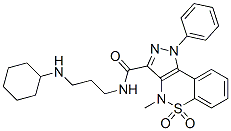 3-[3-(Cyclohexylamino)propylaminocarbonyl]-1,4-dihydro-4-methyl-1-phenylpyrazolo[4,3-c][1,2]benzothiazine-5,5-dioxide Struktur
