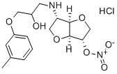5-(2-Hydroxy-3-(3-tolyloxy)-propylamino)-5-desoxy-1,4:3,6-dianhydro-L- idit-2-nitrat HCl Structure