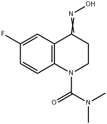 6-Fluoro-3,4-dihydro-4-(hydroxyimino)-N,N-dimethyl-1(2H)-quinolinecarb oxamide 化学構造式