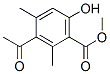 Benzoic acid, 3-acetyl-6-hydroxy-2,4-dimethyl-, methyl ester (9CI) Struktur