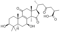 (25R)-3β,7β-ジヒドロキシ-11,15,23-トリオキソ-5α-ラノスタ-8-エン-26-酸 化学構造式