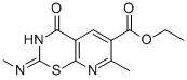 2H-Pyrido(3,2-e)(1,3)thiazine-6-carboxylic acid, 3,4-dihydro-2-(methyl imino)-7-methyl-4-oxo-, ethyl ester 化学構造式