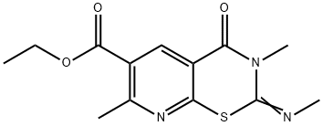 2H-Pyrido(3,2-e)(1,3)thiazine-6-carboxylic acid, 3,4-dihydro-3,7-dimet hyl-2-(methylimino)-4-oxo-, ethyl ester Structure