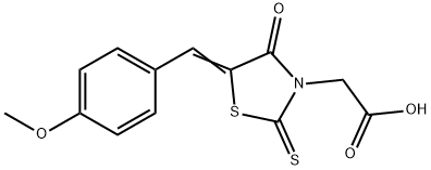 [5-(4-Methoxy-benzylidene)-4-oxo-2-thioxo-thiazolidin-3-yl]-acetic acid Struktur