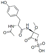 (3R)-3-[[(R)-2-Acetylamino-3-(4-hydroxyphenyl)-1-oxopropyl]amino]-3-methoxy-2-oxo-1-azetidinesulfonic acid Struktur