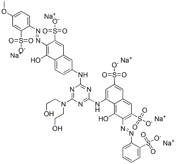 82457-21-4 2,7-Naphthalenedisulfonic acid, 5-[[4-[bis(2-hydroxyethyl)amino]-6-[[5-hydroxy-6-[(4-methoxy-2-sulfophenyl)azo]-7-sulfo-2-naphthalenyl]amino]-1,3,5-triazin-2-yl]amino]-4-hydroxy-3-[(2-sulfophenyl)azo]-, pentasodium salt