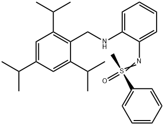 (S)-N-[2-(2,4,6-Triisopropylbenzylamino)phenyl]-S-methyl-S-phenylsulfoximine 化学構造式