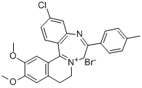 7H-Isoquino(2,1-d)(1,4)benzodiazepin-8-ium, 9,10-dihydro-3-chloro-12,1 3-dimethoxy-6-(p-tolyl)-, bromide Struktur