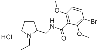 3-ブロモ-2,6-ジメトキシ-N-[(1-エチル-2-ピロリジニル)メチル]ベンズアミド・塩酸塩 化学構造式