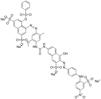 2,7-Naphthalenedisulfonic acid, 4-[[4-[[[[5-hydroxy-6-[[4-[(4-nitro-2-sulfophenyl)amino]phenyl]azo]-7-sulfo-2-naphthalenyl]amino]carbonyl]amino]-5-methoxy-2-methylphenyl]azo]-5-[(phenylsulfonyl)oxy]-, sodium salt Struktur