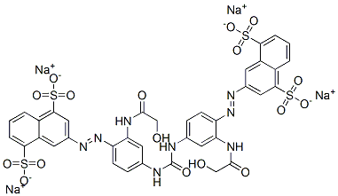 tetrasodium 3,3'-[carbonylbis[imino[2-[(hydroxyacetyl)amino]-4,1-phenylene]azo]]bisnaphthalene-1,5-disulphonate 结构式