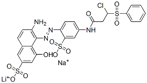 lithium sodium 6-amino-5-[[4-[[3-chloro-1-oxo-3-(phenylsulphonyl)propyl]amino]-2-sulphonatophenyl]azo]-4-hydroxynaphthalene-2-sulphonate,83006-76-2,结构式