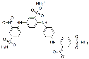 5-[[4-(アミノスルホニル)-2-ニトロフェニル]アミノ]-2-[[4-[[4-(アミノスルホニル)-2-ニトロフェニル]アミノ]フェニル]アミノ]ベンゼンスルホン酸アンモニウム 化学構造式