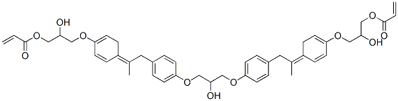 ビスアクリル酸2-ヒドロキシ-1,3-プロパンジイルビス[オキシ(4,1-フェニレン)(ジメチルメチレン)(4,1-フェニレン)オキシ(2-ヒドロキシ-3,1-プロパンジイル)] 化学構造式