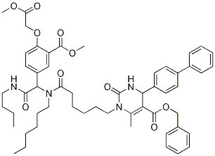 5-PyriMidinecarboxylic acid, 4-[1,1'-biphenyl]-4-yl-1-[6-[[2-(butylaMino)-1-[3-(Methoxycarbonyl)-4-(2-Methoxy-2-oxoethoxy)phenyl]-2-oxoethyl]hexylaMino]-6-oxohexyl]-1,2,3,4-tetrahydro-6-Methyl-2-oxo-, phenylMethyl ester