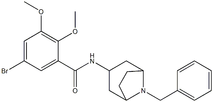 exo-5-Bromo-2,3-dimethoxy-N-(8-(phenylmethyl)-8-azabicyclo(3.2.1)oct-3 -yl)benzamide Struktur