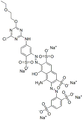 pentasodium 4-amino-6-[[5-[[4-chloro-6-(2-ethoxyethoxy)-1,3,5-triazin-2-yl]amino]-2-sulphonatophenyl]azo]-3-[(2,5-disulphonatophenyl)azo]-5-hydroxynaphthalene-2,7-disulphonate|