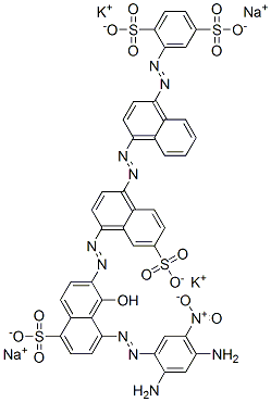 2-[[4-[[4-[[8-[(2,4-diamino-5-nitrophenyl)azo]-1-hydroxy-5-sulpho-2-naphthyl]azo]-6-sulpho-1-naphthyl]azo]-1-naphthyl]azo]benzene-1,4-disulphonic acid, potassium sodium salt  化学構造式