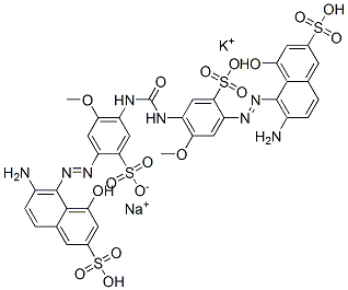 potassium sodium dihydrogen 5,5'-[carbonylbis[imino(5-methoxy-2-sulphonato-4,1-phenylene)azo]]bis[6-amino-4-hydroxynaphthalene-2-sulphonate] 结构式