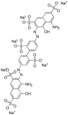 4-amino-3-[[4'-[(8-amino-1-hydroxy-3,6-disulpho-2-naphthyl)azo]-2,2'-disulpho[1,1'-biphenyl]-4-yl]azo]-5-hydroxynaphthalene-2,7-disulphonic acid, sodium salt Structure