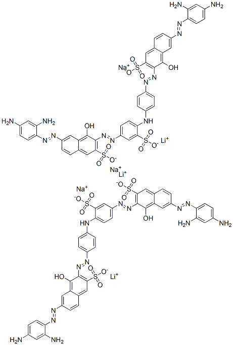 6-[(2,4-diaminophenyl)azo]-3-[[4-[[4-[[7-[(2,4-diaminophenyl)azo]-1-hydroxy-3-sulpho-2-naphthyl]azo]phenyl]amino]-3-sulphophenyl]azo]-4-hydroxynaphthalene-2-sulphonic acid, lithium sodium salt,83221-69-6,结构式