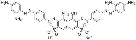 4-amino-3,6-bis[[4-[(2,4-diaminophenyl)azo]phenyl]azo]-5-hydroxynaphthalene-2,7-disulphonic acid, lithium sodium salt ,83221-72-1,结构式