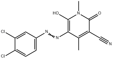 5-[(3,4-ジクロロフェニル)アゾ]-1,2-ジヒドロ-6-ヒドロキシ-1,4-ジメチル-2-オキソ-3-ピリジンカルボニトリル 化学構造式