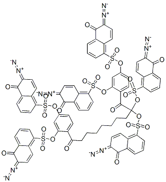 (1,10-dioxodecane-1,10-diyl)dibenzene-1,3,4-triyl hexakis(6-diazo-5,6-dihydro-5-oxonaphthalene-1-sulphonate)  Struktur