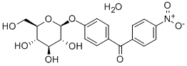 (4-(beta-D-Glucopyranosyloxy)phenyl)(4-nitrophenyl)methanone hydrate Struktur
