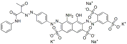 4-amino-3-[[4-[[(1-anilinocarbonyl)-2-oxopropyl]azo]phenyl]azo]-6-[(2,5-disulphophenyl)azo]-5-hydroxynaphthalene-2,7-disulphonic acid, potassium sodium salt|