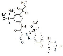 2-氨基-5-[[2-[[4-[(5-氯-2,6-二氟-4-嘧啶基)氨基]-2-磺基苯基]偶氮]-1,3-二氧代丁基]氨基]-1,3-苯二磺酸钠盐,83399-90-0,结构式