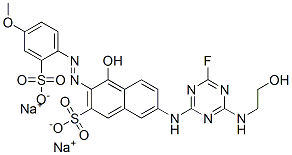 7-[[4-fluoro-6-[(2-hydroxyethyl)amino]-1,3,5-triazin-2-yl]amino]-4-hydroxy-3-[(4-methoxy-2-sulphophenyl)azo]naphthalene-2-sulphonic acid, sodium salt,83400-04-8,结构式