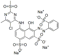 4-[[5-chloro-2-mesyl-6-methyl-4-pyrimidinyl]amino]-5-hydroxy-6-[(o-sulphophenyl)azo]naphthalene-1,7-disulphonic acid, sodium salt 结构式