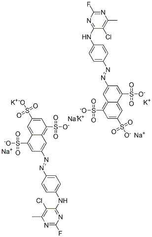 7-[[4-[(5-chloro-2-fluoro-6-methyl-4-pyrimidinyl)amino]phenyl]azo]naphthalene-1,3,5-trisulphonic acid, potassium sodium salt Structure