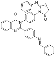 4(3H)-Quinazolinone, 3-(4-(4-oxo-2-(phenylimino)-3-thiazolidinyl)pheny l)-2-(4-((phenylmethylene)amino)phenyl)- Struktur