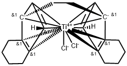 DICHLORO-(S,S)-ETHYLENEBIS-(4,5,6,7-TETRAHYDRO-1-INDENYL)-TITANIUM(IV) Structure
