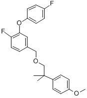 1-fluoro-2-(4-fluorophenoxy)-4-[[2-(4-methoxyphenyl)-2-methyl-propoxy] methyl]benzene 化学構造式